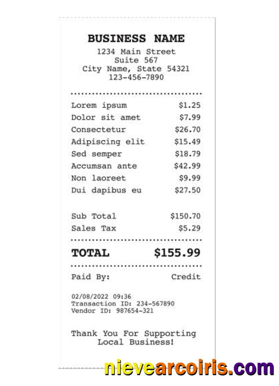 BUSINESS COMPANY receipt